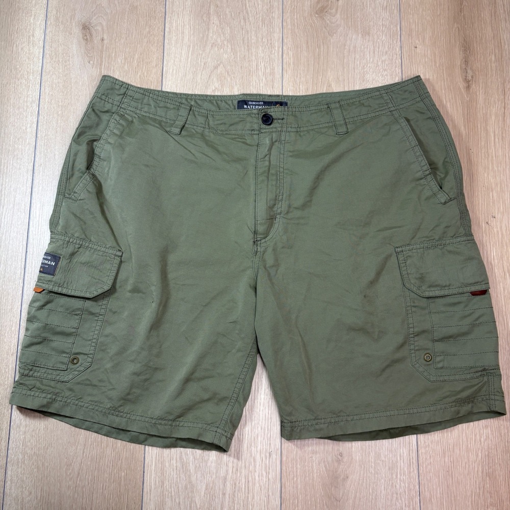 Quiksilver Waterman Collection Mens Cargo Shorts Olive Green Size 38 Utility